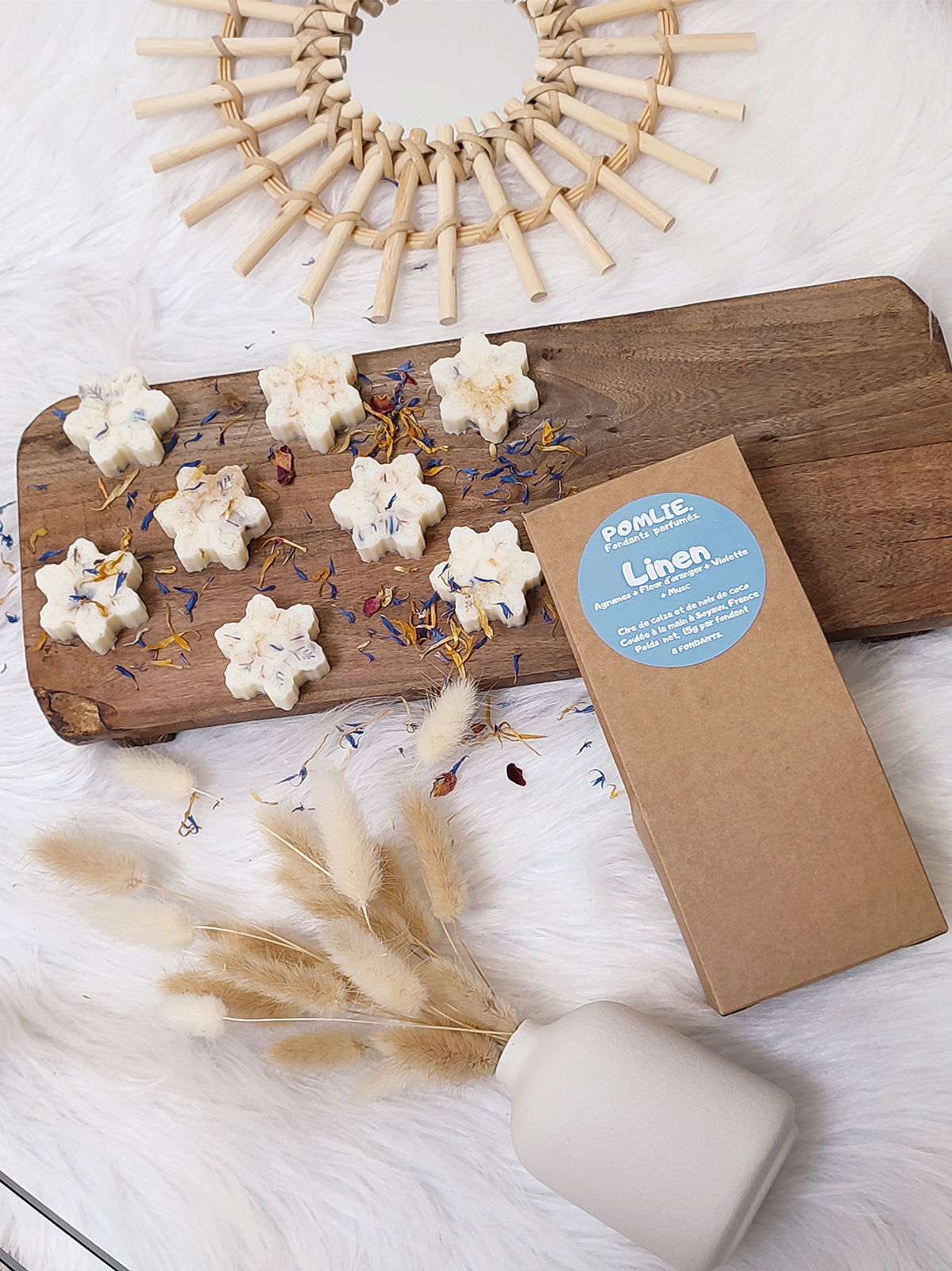 Fondants Parfumés LINEN (8x15g) | Agrumes + Fleur d'Oranger + Violette + Musc