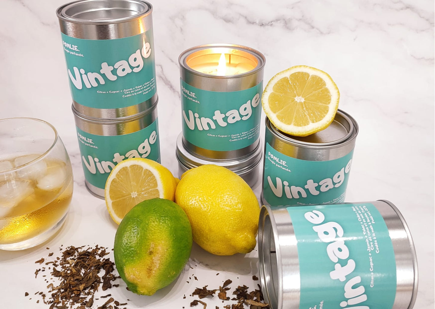 Bougie Parfumée VINTAGE (227g) | Citron + Cognac + Jasmin + Tabac + Chêne + Musc