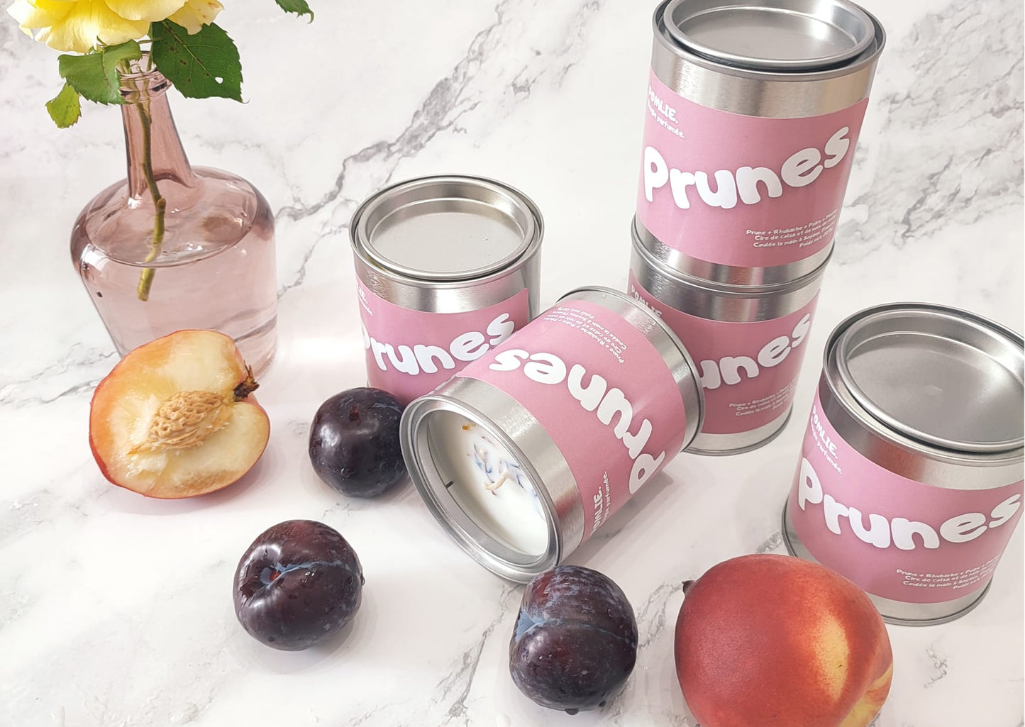 Bougie Parfumée PRUNES (227g)  |  Prune + rhubarbe + poire + pêche