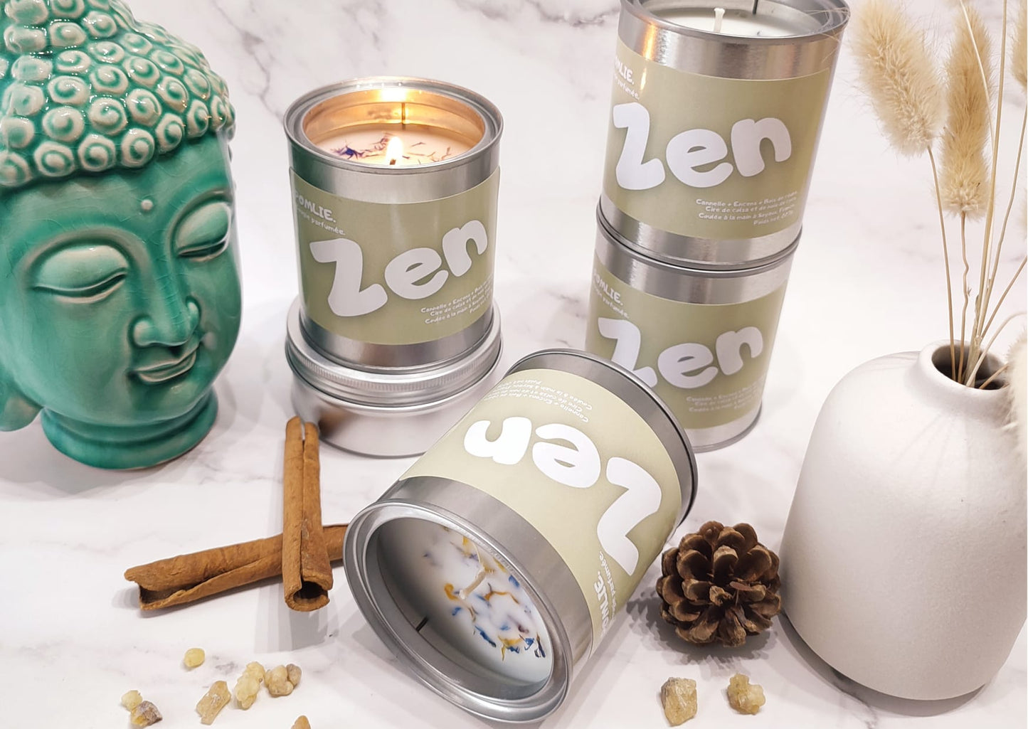 Bougie Parfumée ZEN (227g)  |  Cannelle + Encens + Bois de cèdre.